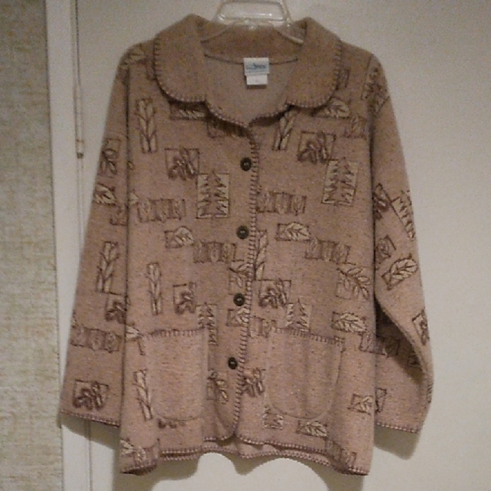 Artisans Sunchein Women's Beige Button-Up Sweater Xl